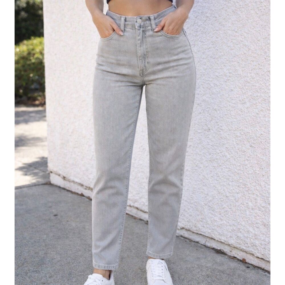 Eddie Bauer Jeans Pants Women's Size 6 Taupe Tan Tapered Ankle Slim Cotton